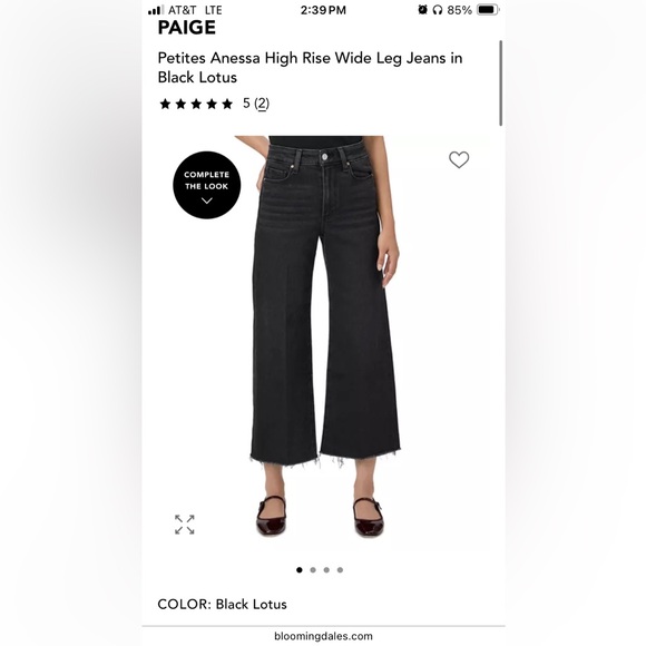PAIGE Denim - NWOT PAIGE Petites Anessa High Rise Wide Leg Jeans in Black Lotus